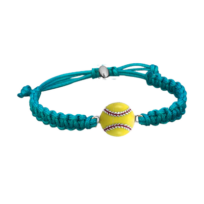 Softball Charm Rope Bracelet - Pick Color