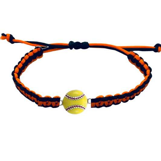 Multi Colored Yellow Softball Rope Bracelet - Pick Colors