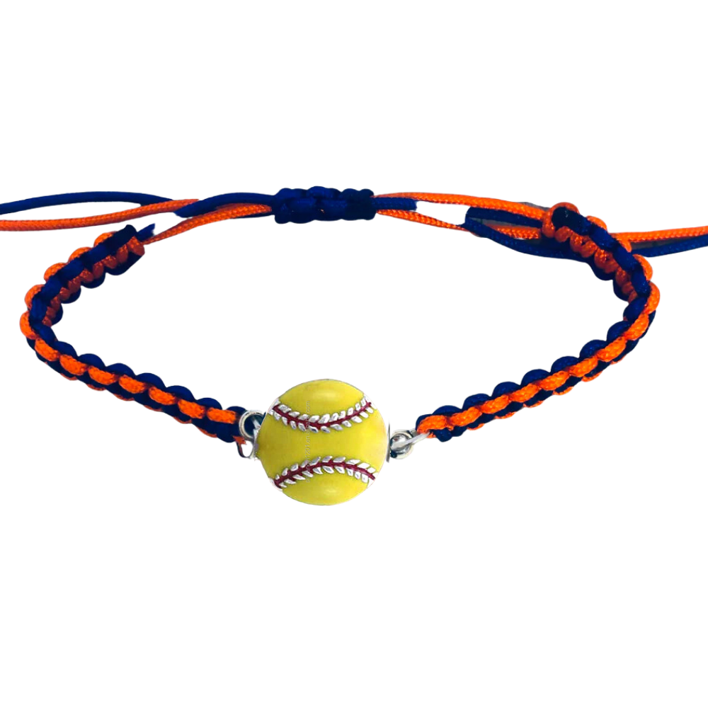 Multi Colored Yellow Softball Rope Bracelet - Pick Colors