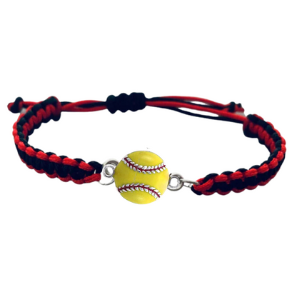 Multi Colored Yellow Softball Rope Bracelet - Pick Colors