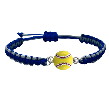 Multi Colored Yellow Softball Rope Bracelet - Pick Colors