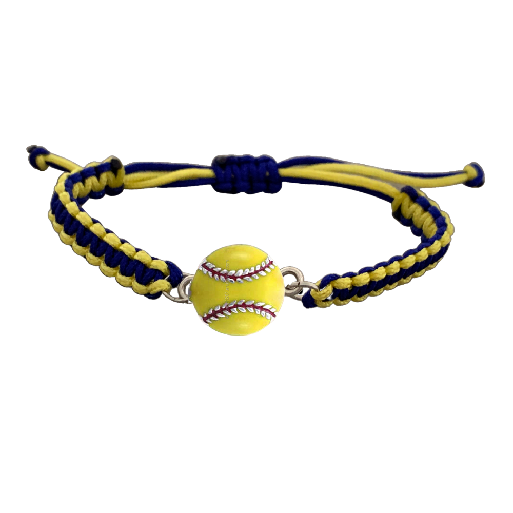 Multi Colored Yellow Softball Rope Bracelet - Pick Colors