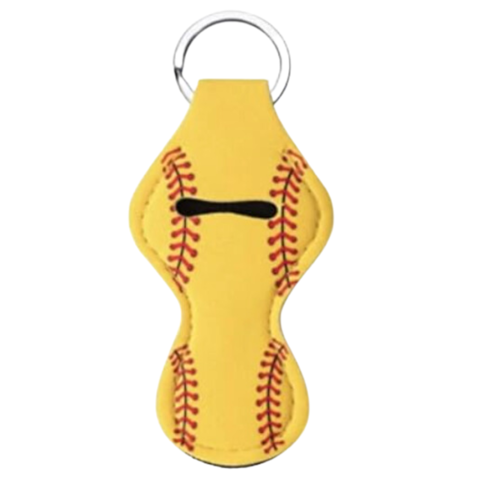 Softball Chapstick Holder Keychain