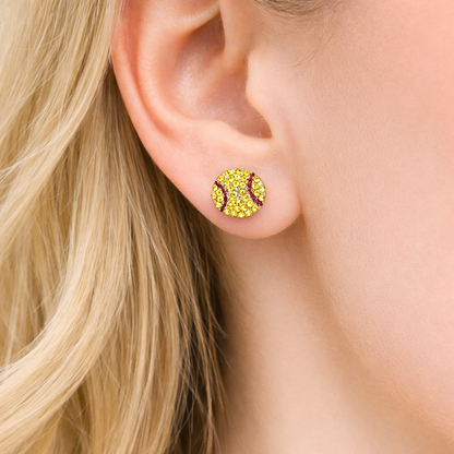 Softball Rhinestone Earrings