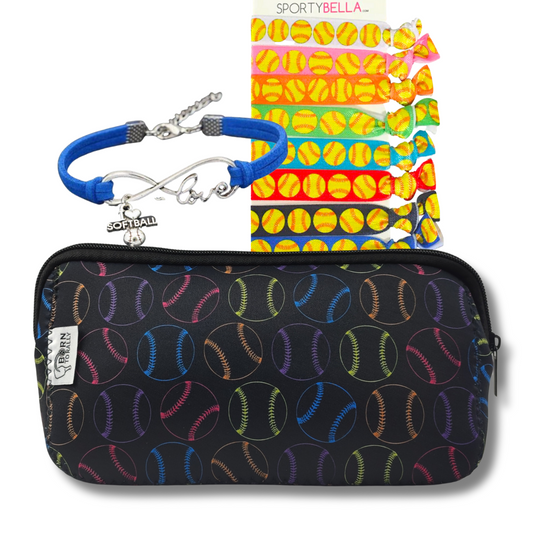 Softball Cosmetic Bag Gift Bundle