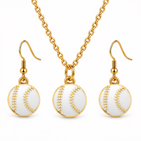 Softball Necklace & Earrings Gift Set