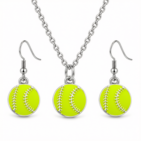 Softball Necklace & Earrings Gift Set
