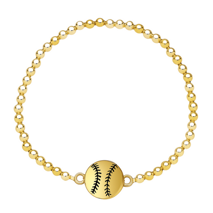 Softball 14k Gold Beaded Bracelet for women, girls, teens, softball gift