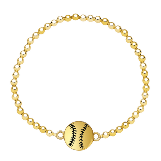 Softball 14k Gold Beaded Bracelet for women, girls, teens, softball gift