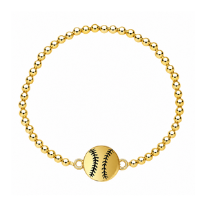 Softball 14k Gold Beaded Bracelet