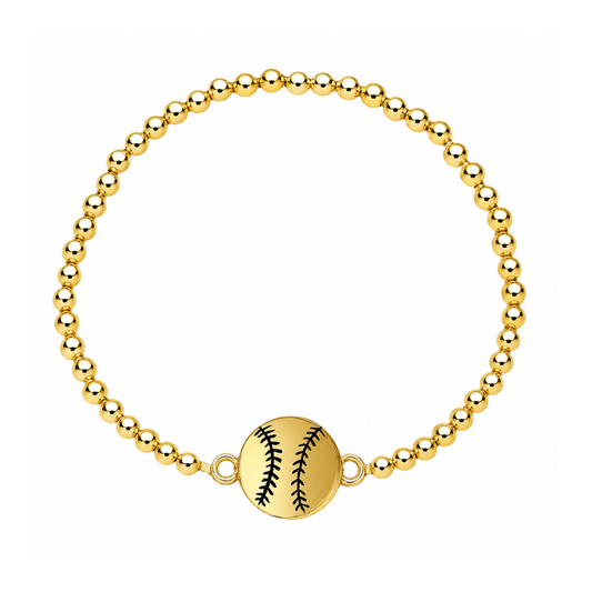 Softball 14k Gold Beaded Bracelet