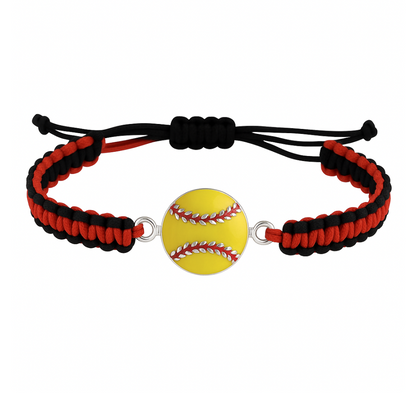 Multi Colored Softball Rope Bracelet - Pick Colors & Charms