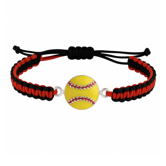 Multi Colored Softball Rope Bracelet - Pick Colors & Charms