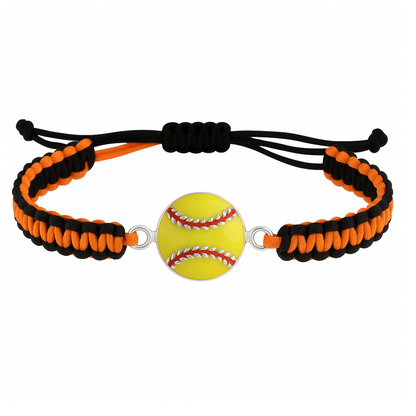 Multi Colored Softball Rope Bracelet - Pick Colors & Charms