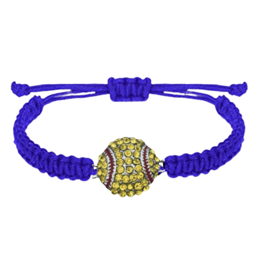 Softball Rhinestone Rope Bracelet - Pick Color