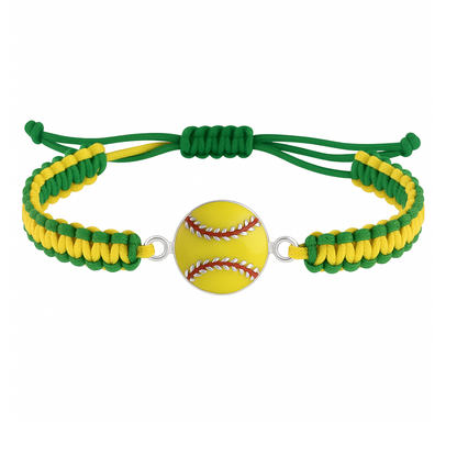 Multi Colored Softball Rope Bracelet - Pick Colors & Charms