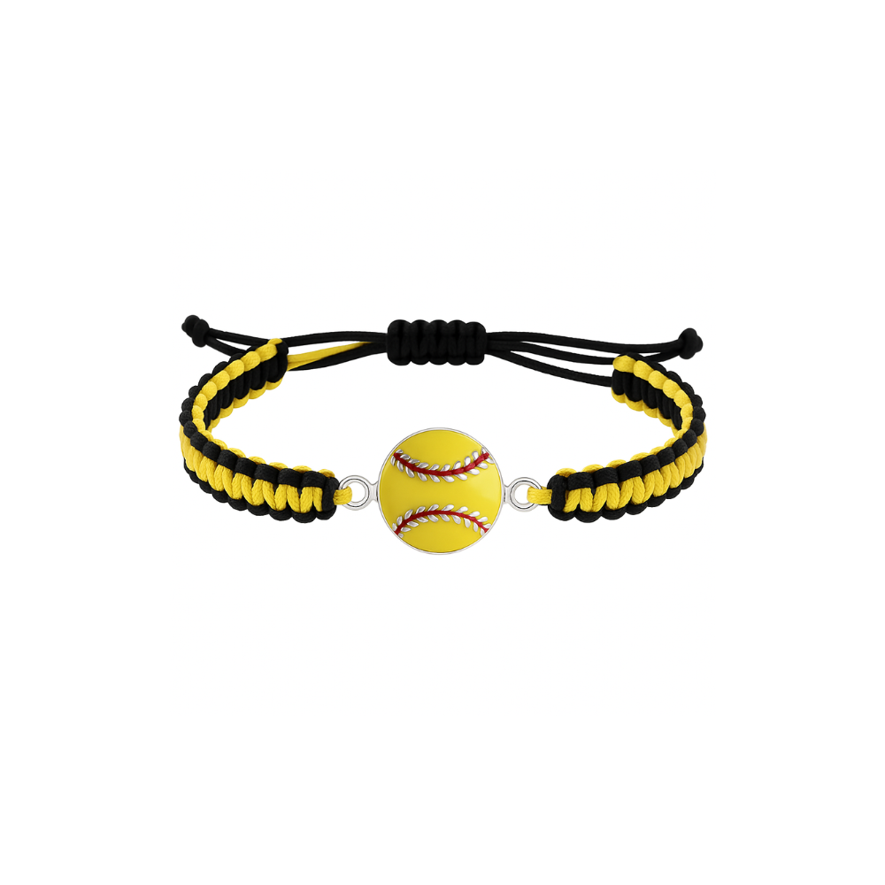 Multi Colored Softball Rope Bracelet - Pick Colors & Charms