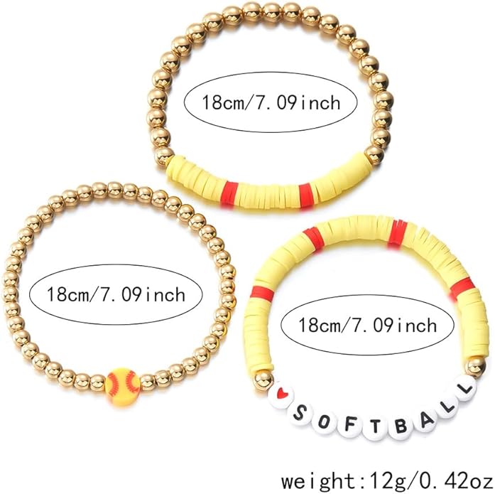 Softball Stackable 3pc Bracelet Set
