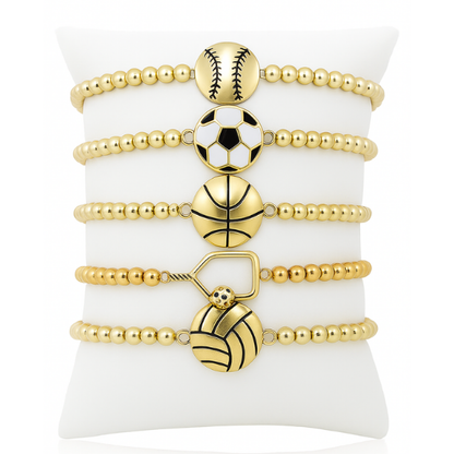 Sports 14k Gold Beaded Bracelets