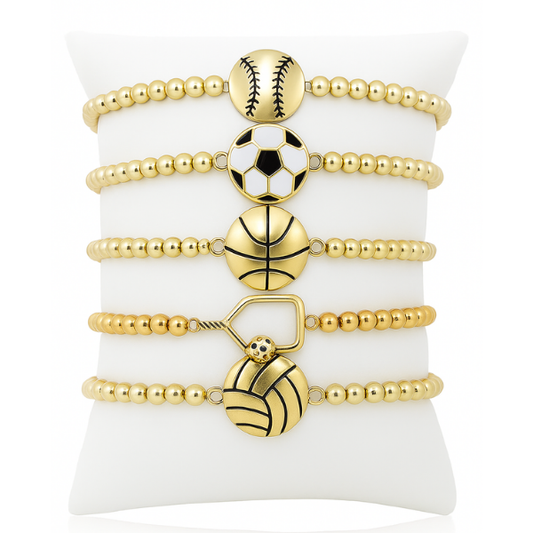 Sports 14k Gold Beaded Bracelets