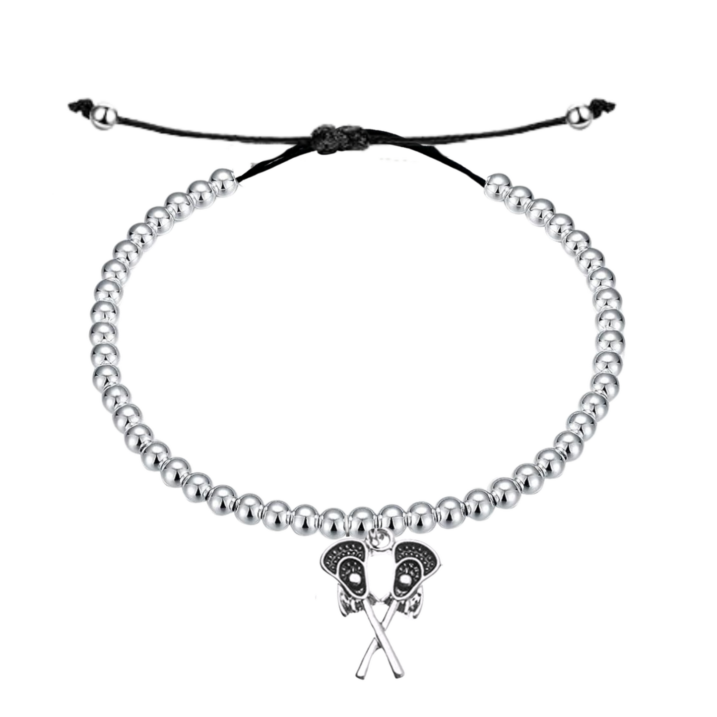 Lacrosse Double Stick Adjustable Beaded Charm Bracelet