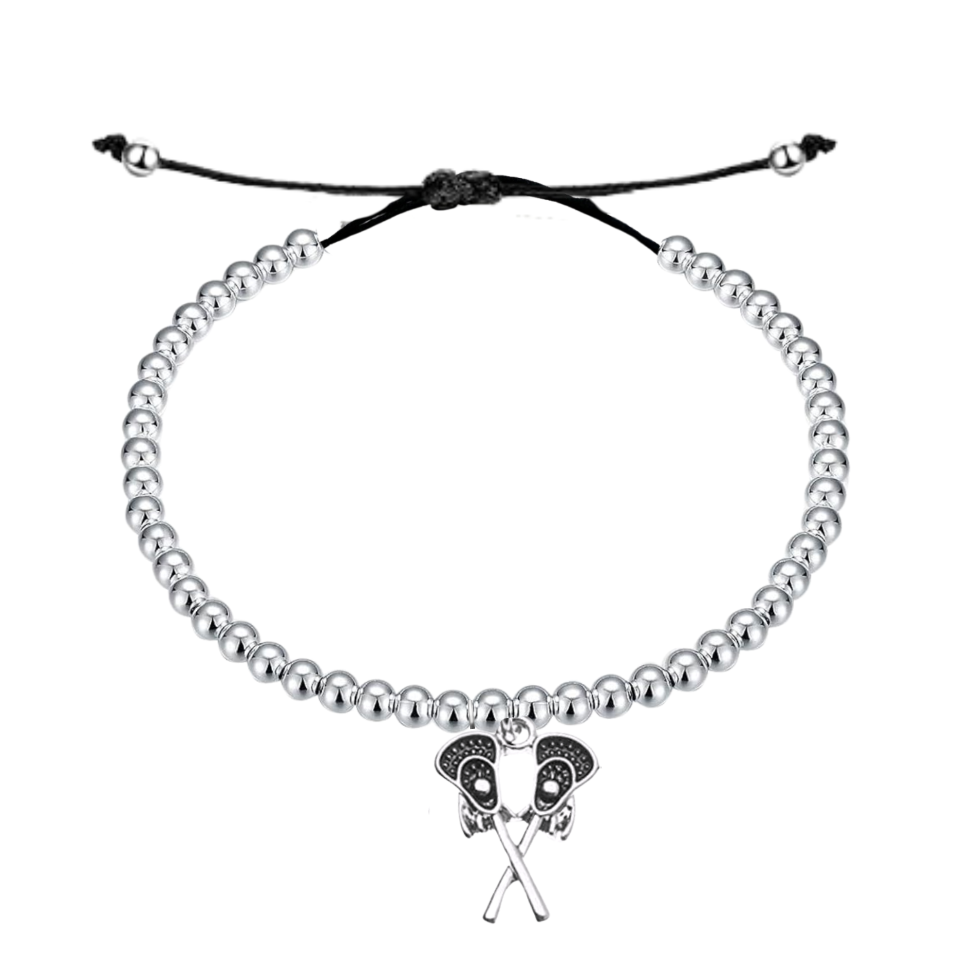 Lacrosse Double Stick Adjustable Beaded Charm Bracelet