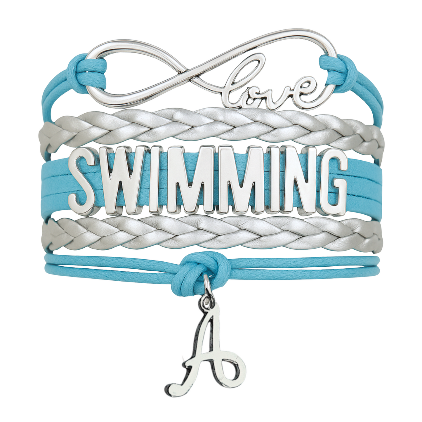 Personalized Swim Bracelet with Letter Charm