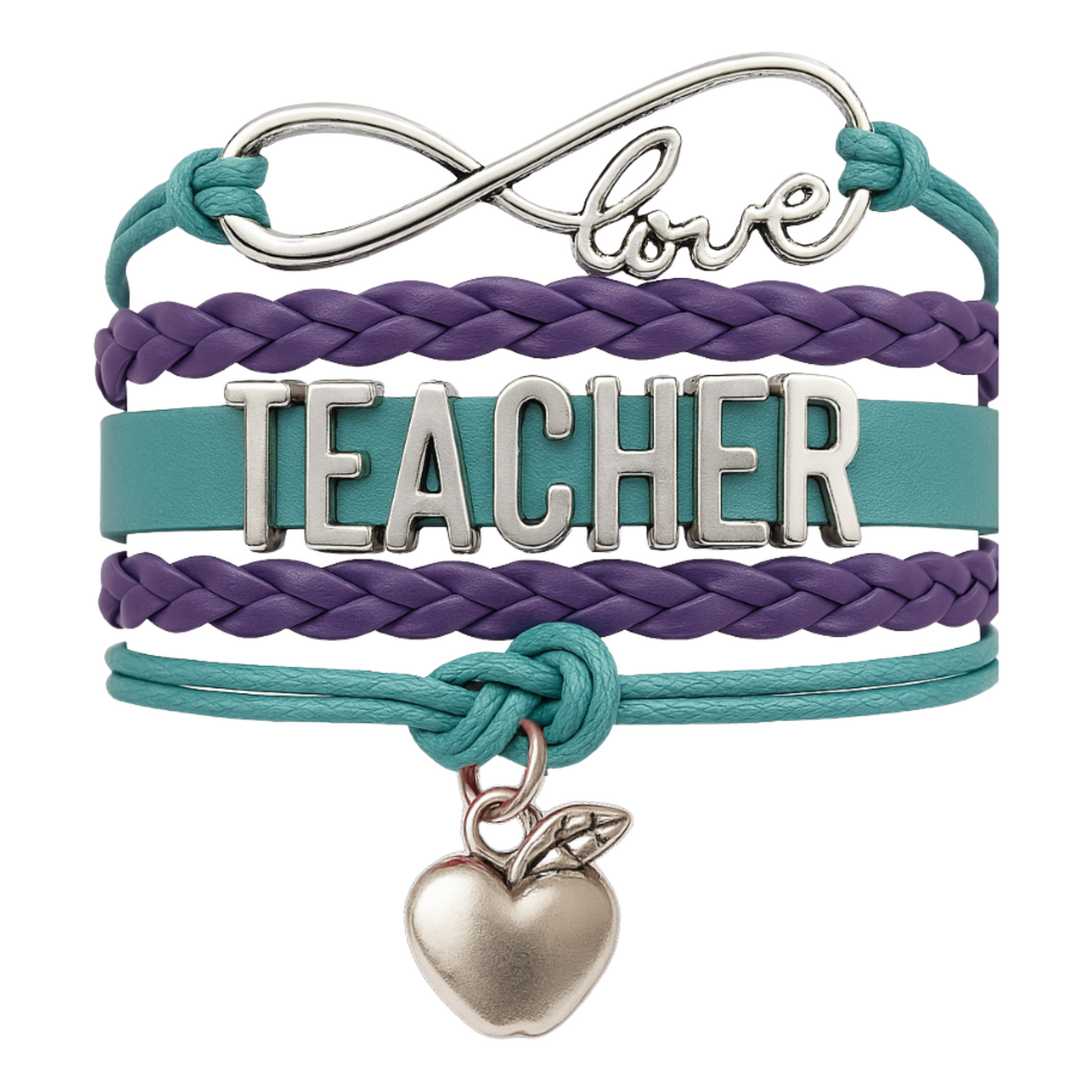 Teacher Infinity Bracelet - Teal & Purple