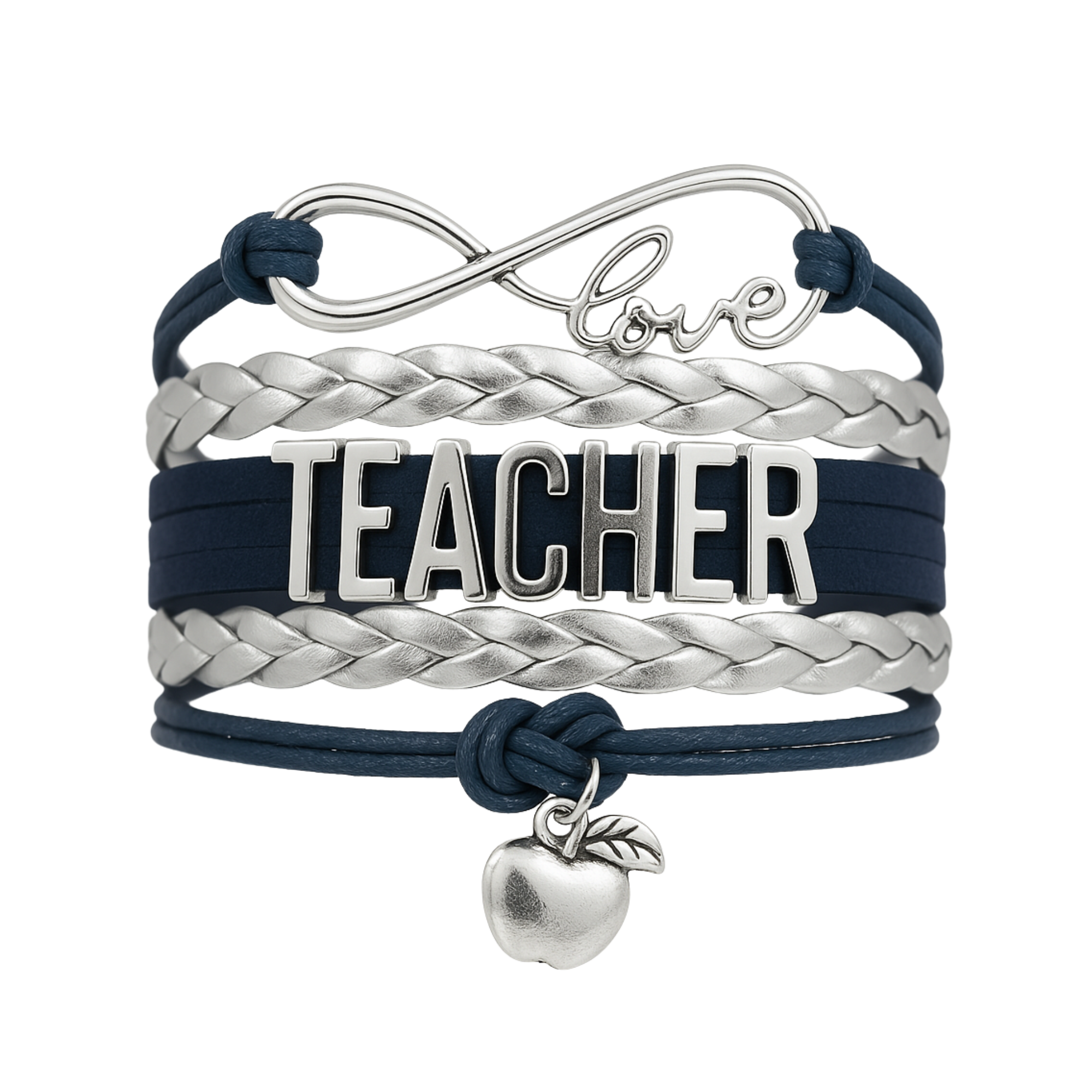 Teacher Infinity Bracelet - Navy & Silver