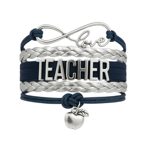 Teacher Infinity Bracelet - Navy & Silver