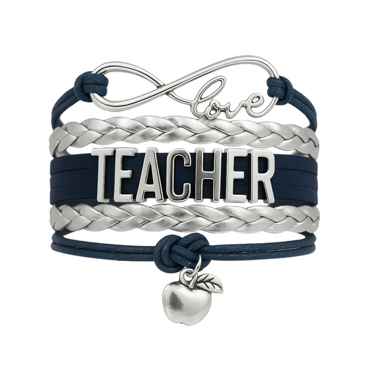 Teacher Infinity Bracelet - Navy & Silver