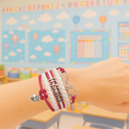 Teacher Infinity Bracelet - Pink