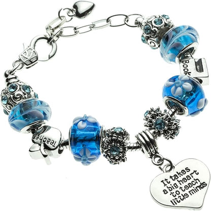 Teacher Big Heart Charm Bracelet