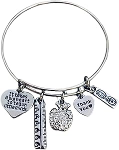 Teacher Big Heart Bangle Bracelet