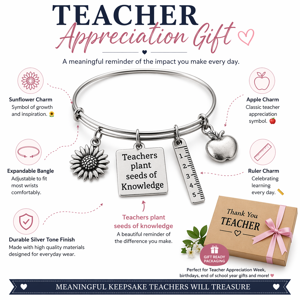 Teacher Bangle Bracelet