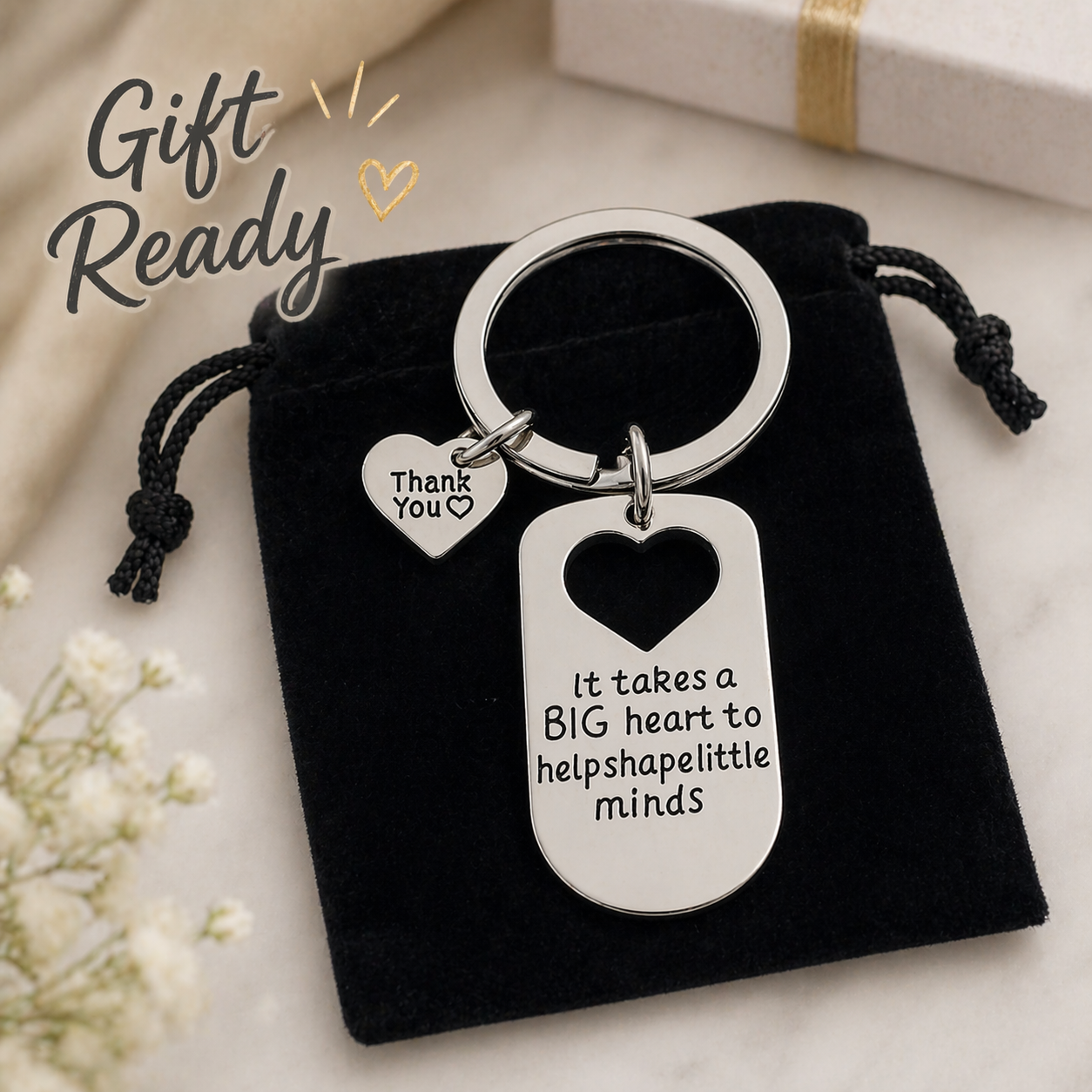 Teacher Big Heart Little Minds Keychain