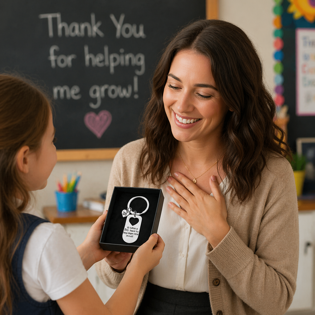 Teacher Big Heart Little Minds Keychain