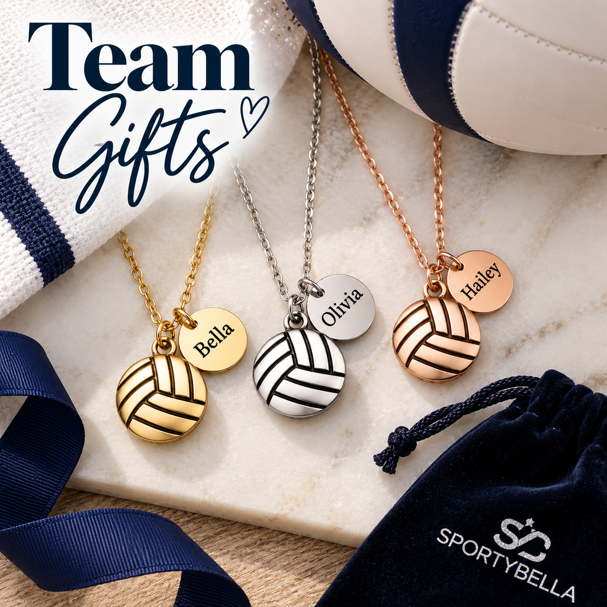 Personalized Volleyball Engraved Necklace