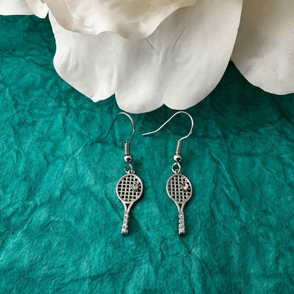 Tennis Rhinestone Racket Dangle Earrings