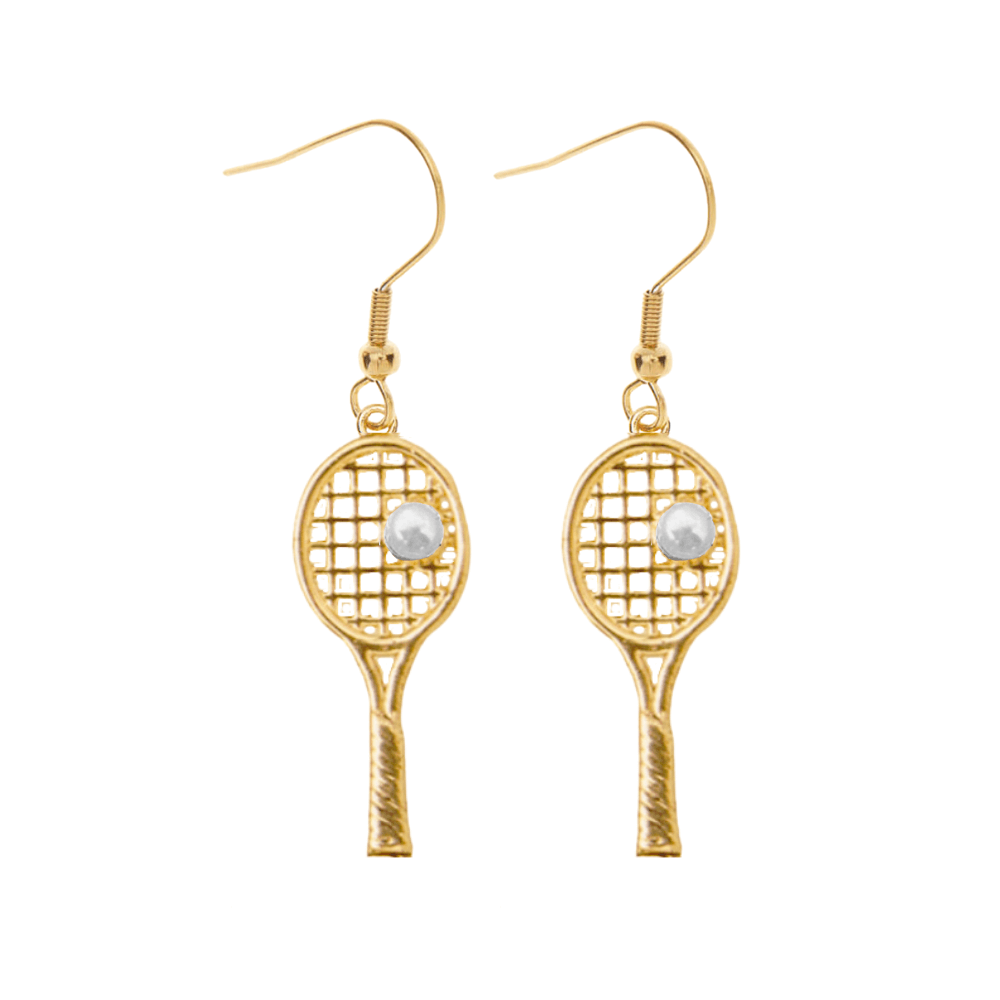 Tennis Pearl Racket Dangle Earrings