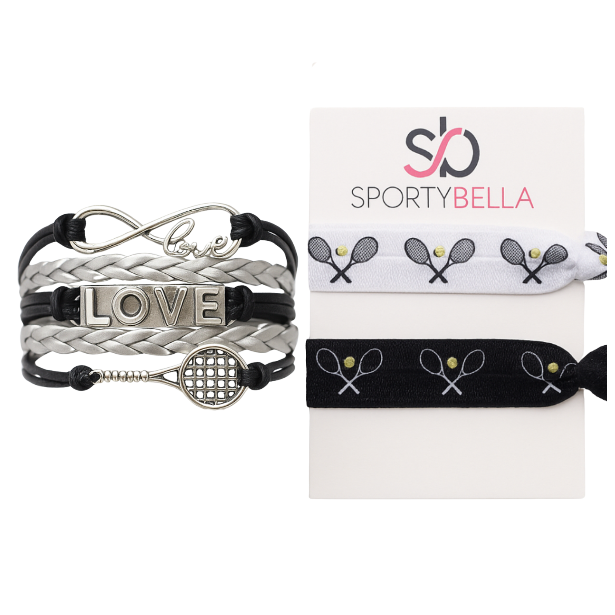 Tennis Bracelet & Hair Tie Set - 2pcs