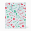 Tennis-themed holiday gift bag with rackets and tennis balls, perfect for tennis lovers and festive gifting.