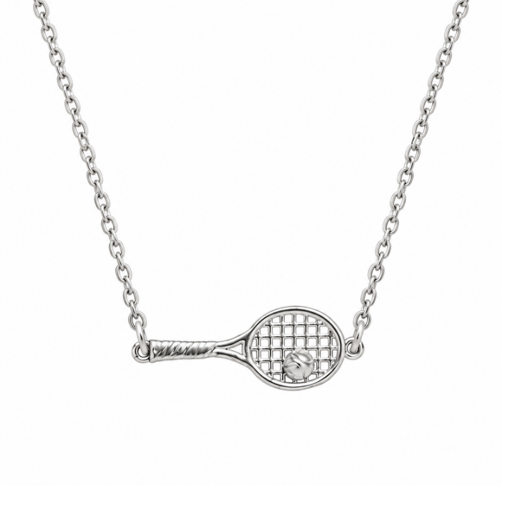 Tennis Racket Pendant Necklace 18K Gold