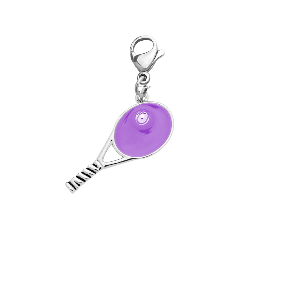 purple Tennis Racket Clip On Charm- Zipper Pull