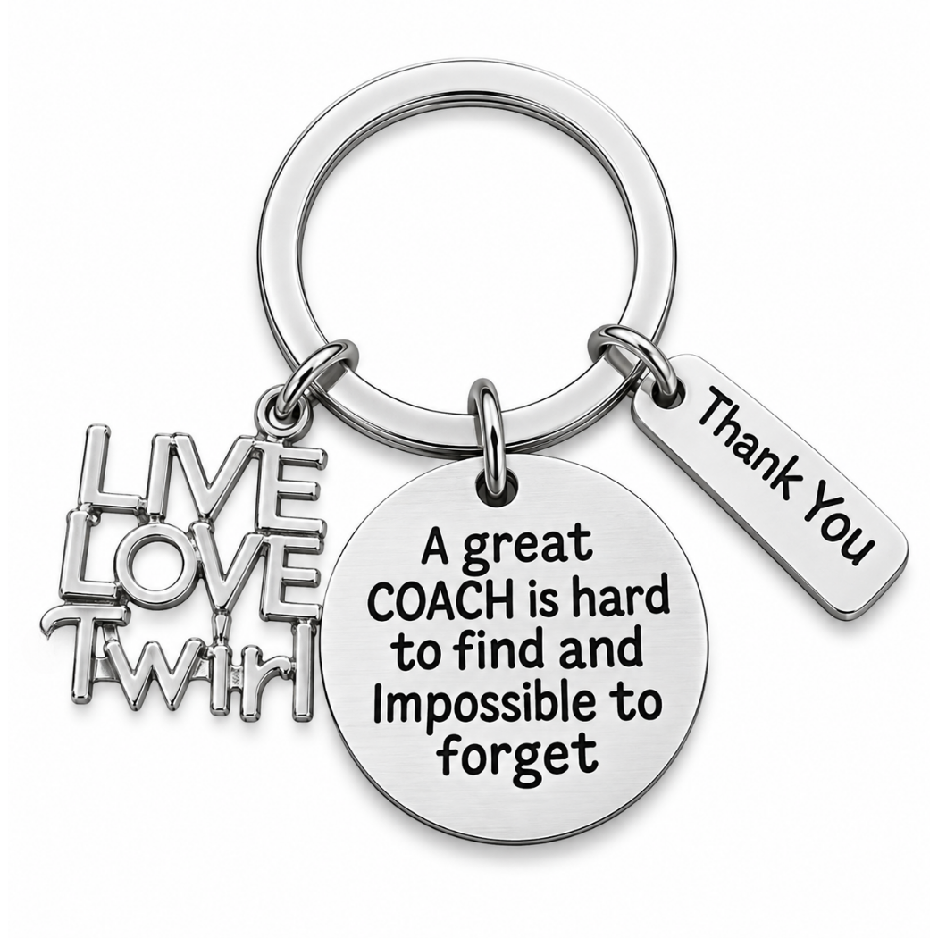 Twirling Great Coach is Hard to Find Keychain