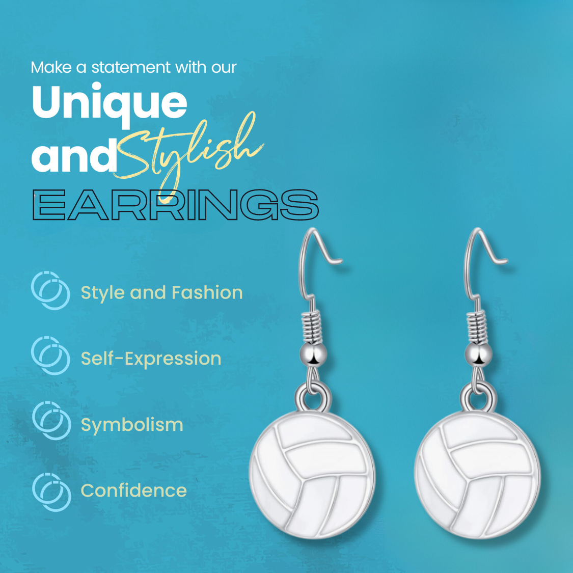 White Volleyball Earrings