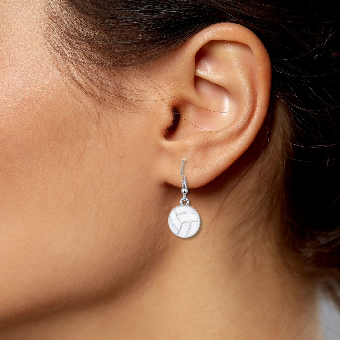 White Volleyball Earrings