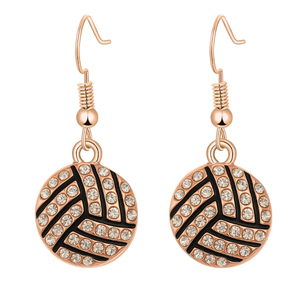 Rose Gold Volleyball Rhinestone Earrings