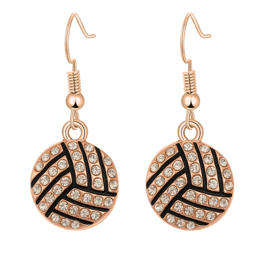 Rose Gold Volleyball Rhinestone Earrings