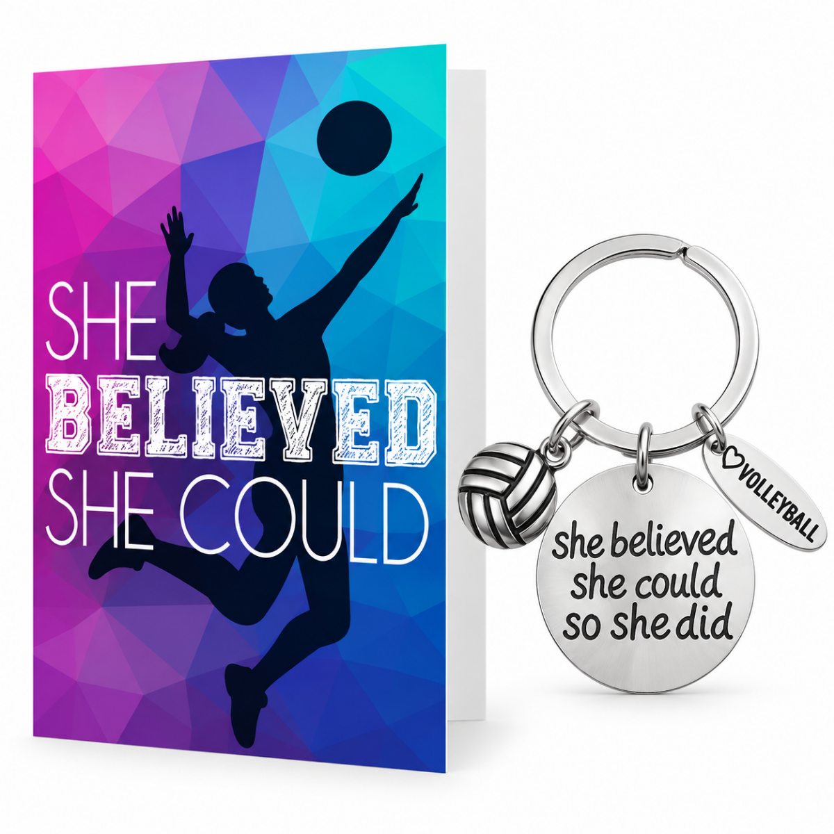 Volleyball Keychain & Card Gift Set